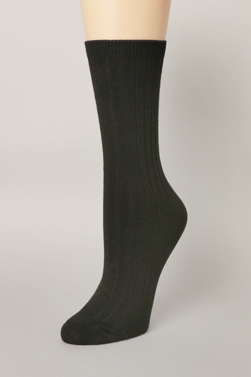 Women's Solid Color Cotton Blend Crew Socks - Fashion CITY