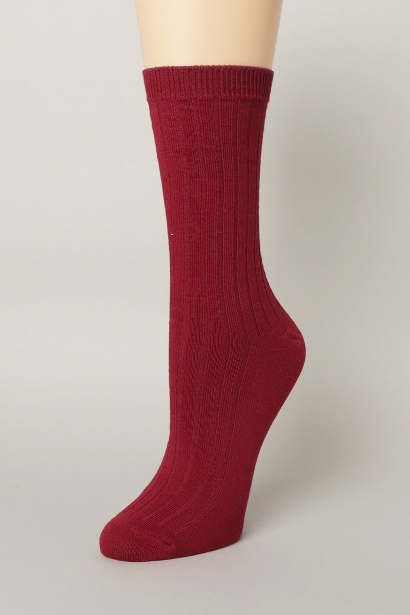 Women's Solid Color Cotton Blend Crew Socks - Fashion CITY