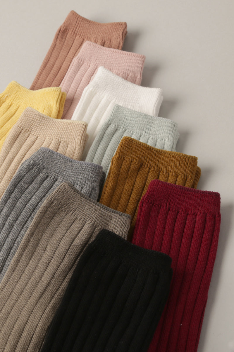 Women's Solid Color Cotton Blend Crew Socks - Fashion CITY