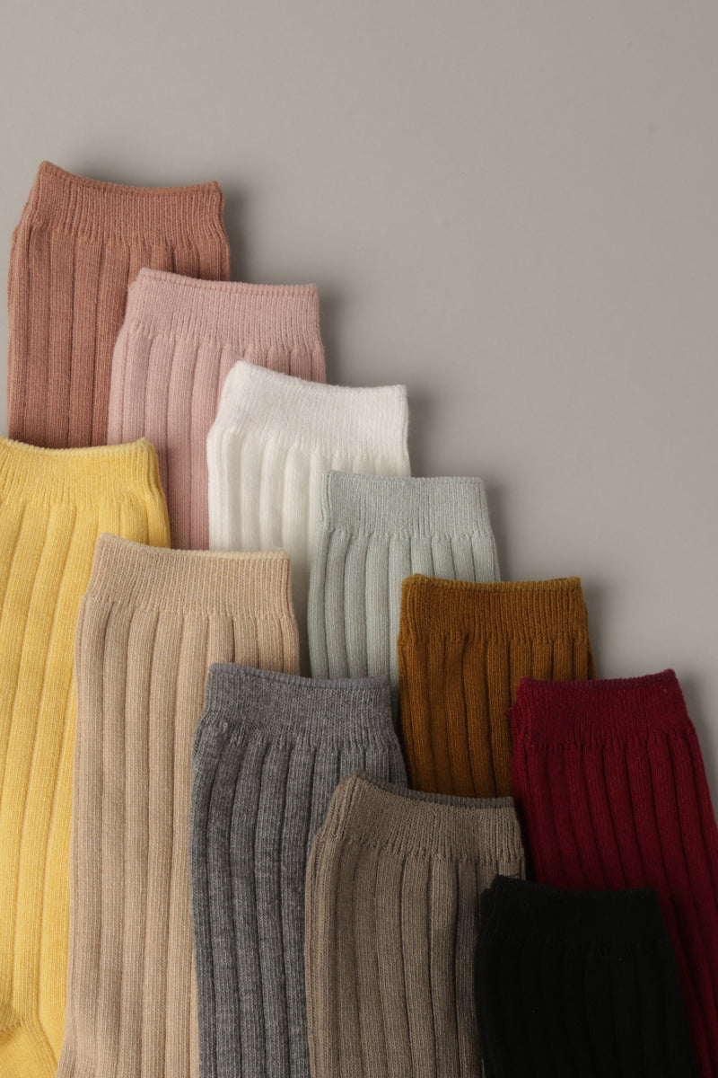 Women's Solid Color Cotton Blend Crew Socks - Fashion CITY