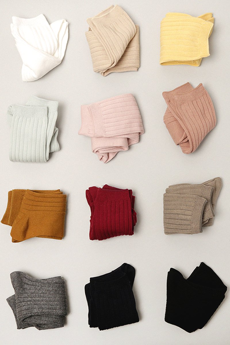 Women's Solid Color Cotton Blend Crew Socks - Fashion CITY