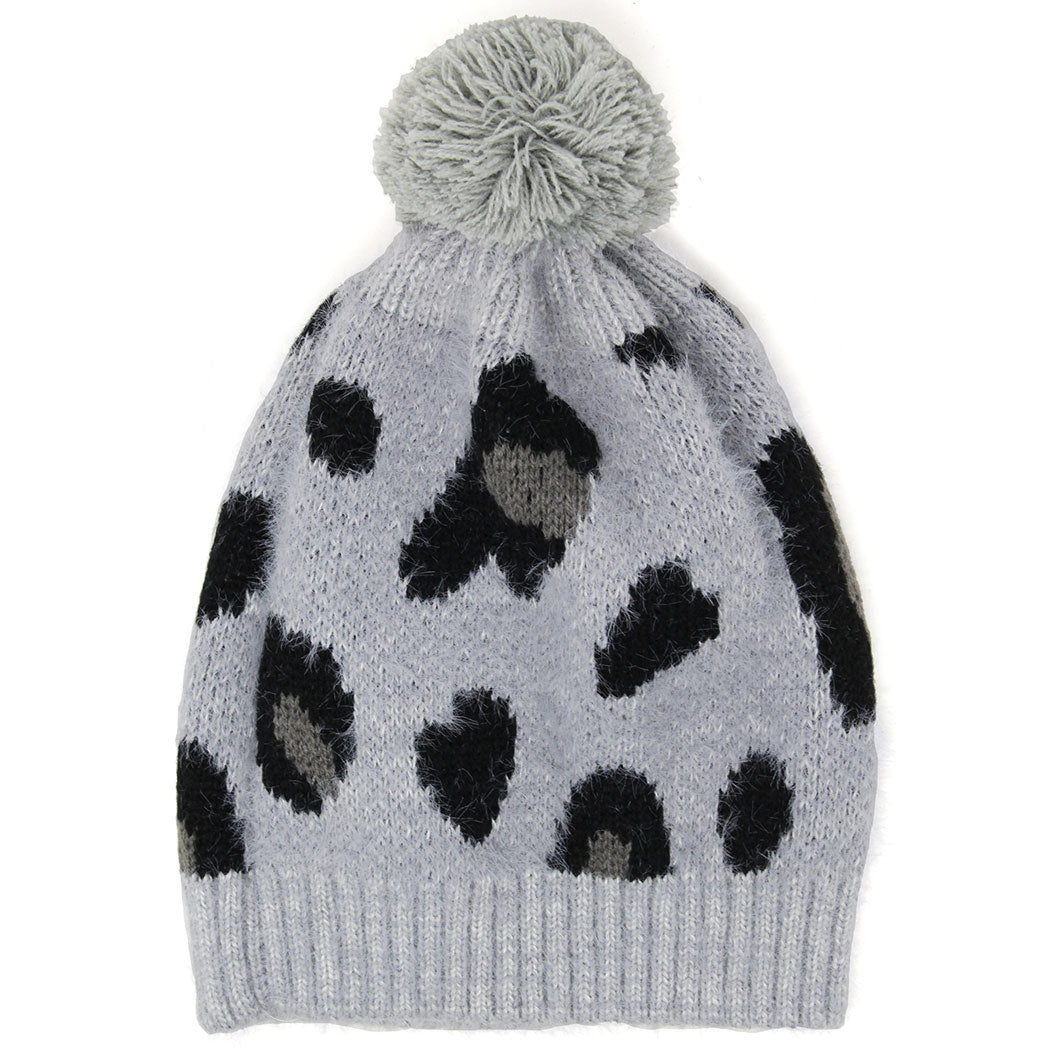 Soft Fuzzy Leopard Print Beanie Hat - Fashion CITY