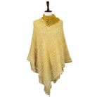 Knitted Fold-Over Button Collar Poncho - Fashion CITY